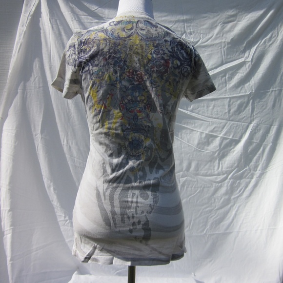 Hierarchy Couture Grey Animal Print Floral Tee (M) - Picture 3 of 3